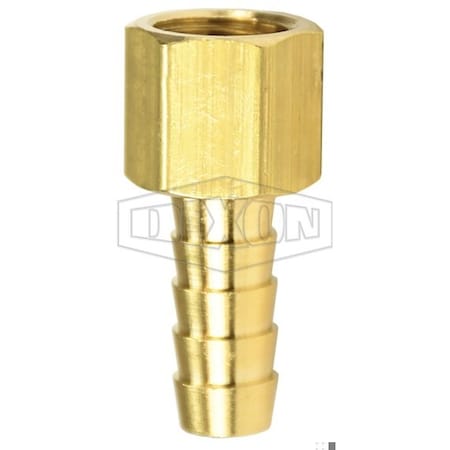 Dixon Right Hand Oxygen Coupling, 9/16-18 x 5/16 in Nominal, Female UNF x Hose Shank End Style, Brass, Dom 1520509K